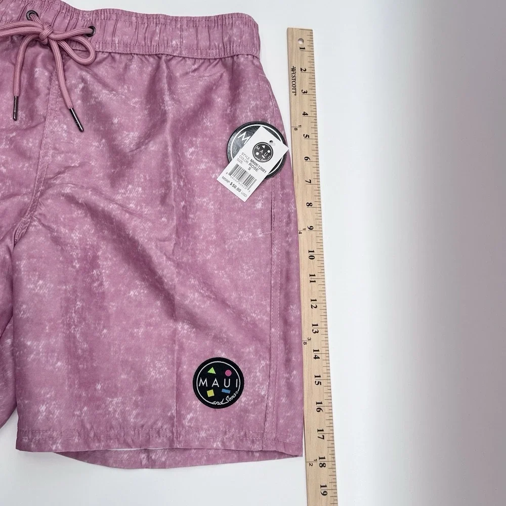 Maui & Sons Swim Short Mens Small, Color Rose, MSRP $50